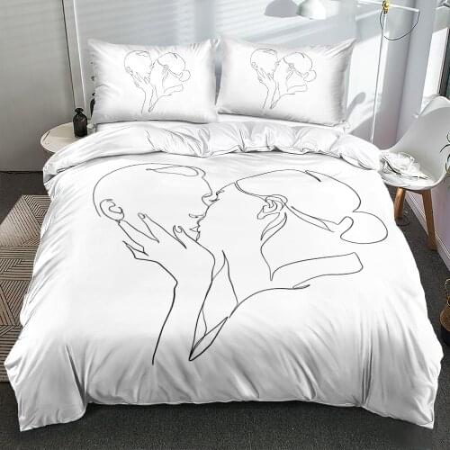 3D Custom Desgin Valentine Bedclothes Linens Bed Quilt Covers Sets Pillow Shames King Queen Full Twin Size White Home Textile