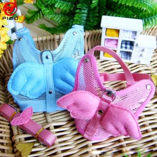 Adjustable Pet Dog Chest Vest leash Strap set Breathable Small Dog Harness Angel Wings Costume Lace Peals Traction Rope ZL225-3