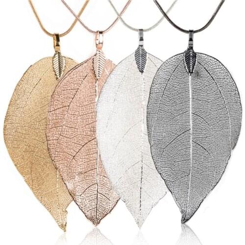 Rinhoo Fashion Sweater Coat Necklaces Ladies Girls Special Leaves Leaf Pendant Necklace Long Chain Jewelry for Womens Gift