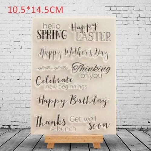Happy Birthday Easter Silicone Stamp Transparent Rubber Seal Stamp DIY Scrapbook Album Paper Card Making Embossing Folder Paper