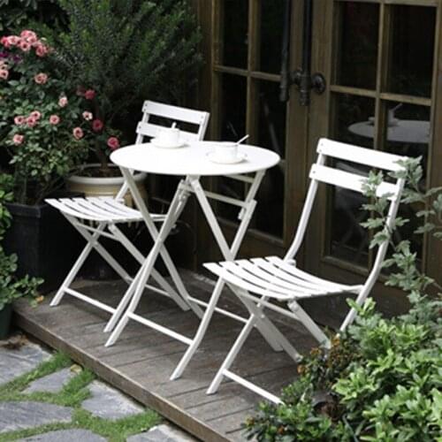 Outdoor folding tables and chairs garden macaroni balcony courtyard three piece tea table simple leisure iron tables and chairs