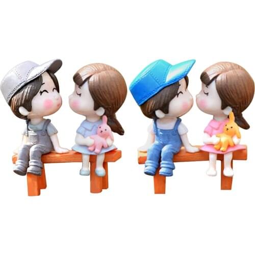 3Pcs/Set Lovers Chair Miniature Landscape DIY Ornament Garden Dollhouse Decor
