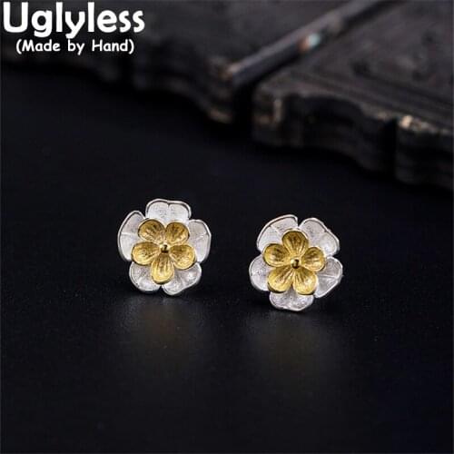 Uglyless MINI Flowers Studs Earrings for Women Romantic Handmade Floral Brincos Bijoux Real 925 Silver Elegant Dress Jewelry