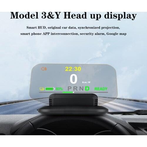 HUD Head Up Display Smart Gadgets GPS Navigation Projector Indicator Light Speedometer Diagnostic Tools for Tesla Model3&Y