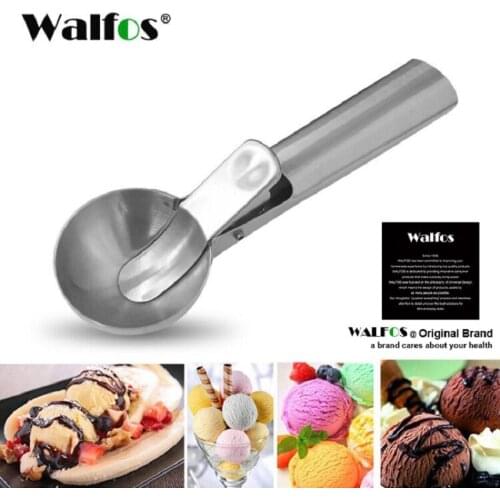 WALFOS Cookie Scoop - Stainless Steel Ice Cream Scoop With Easy Trigger Dipper For Fruits Cookie Dough And Water Melon Spoon