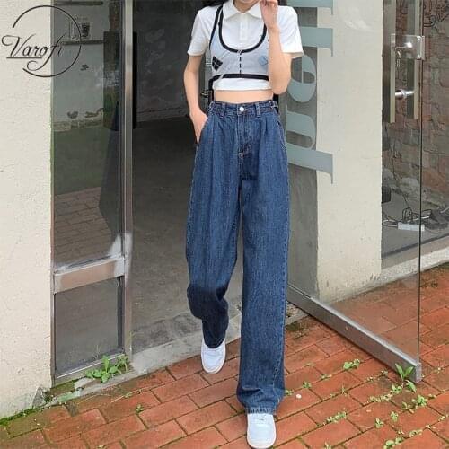 Varofi Womens high waist, straight leg and wide leg trousers with large blue jeans baggy jeans women jeans women y2k jeans