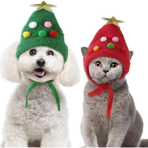 Pet Dog Hat Decoration Christmas Headgear Costume Dress Up Cat Costume Christmas Tree Shape Hat Funny Cat Headgear Pet Supplies
