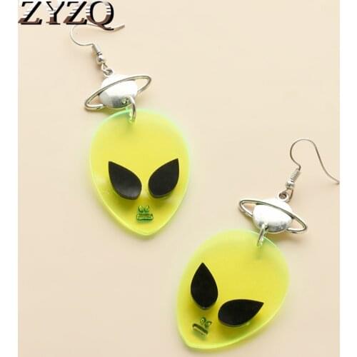 ZYZQ Transparent Resin Alien Drop Earrings For Women Personality Exaggeration Earrings Trend Party Jewelry Accessories