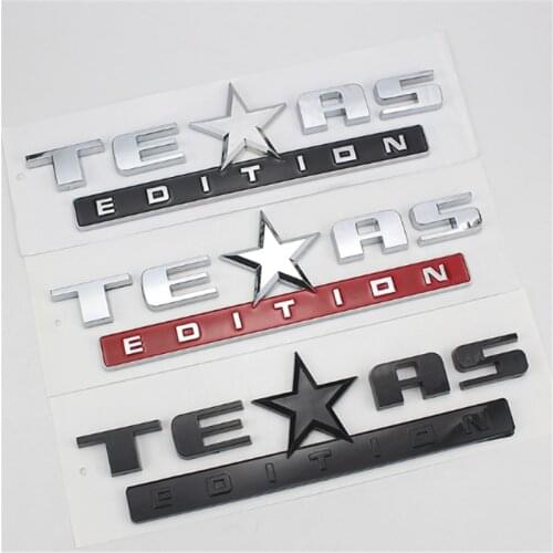 1PC TEXAS EDITION Star Sticker For Car 3D Badge Emblem Decal Chrome Black Red Color