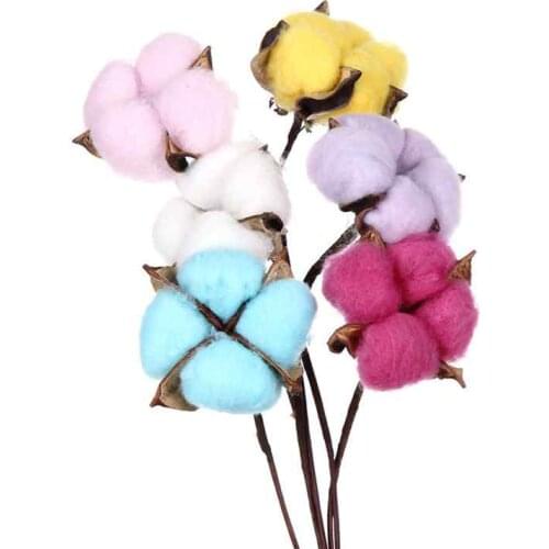 10pcs Cotton Head Artificial Flower Branch Decorative Wristband Bridesmaid Party Decor DIY Bouquet Supplies Photo Props