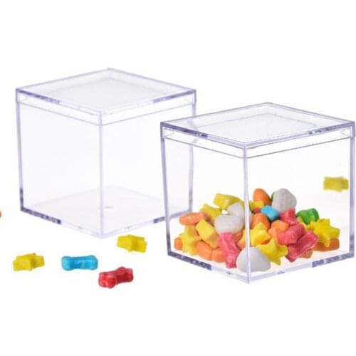 100pcs Food Storage Box Food Grade Environmental Square Transparent Plastic Candy Box Creative Jewelry Box NO258