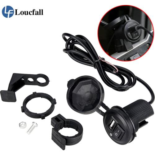 12V 24V Quick Charge 5V 2.1A Car Charger Socket Digital Display Voltmeter USB Charger Socket with ON-OFF Switch for Motorcycle