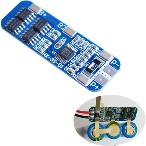 2pcs 3S 10A 12V Lithium Battery Charger Protection Board Module for 3pcs 18650 Lipo Li-ion Battery Charging BMS 11.1V 12.6V