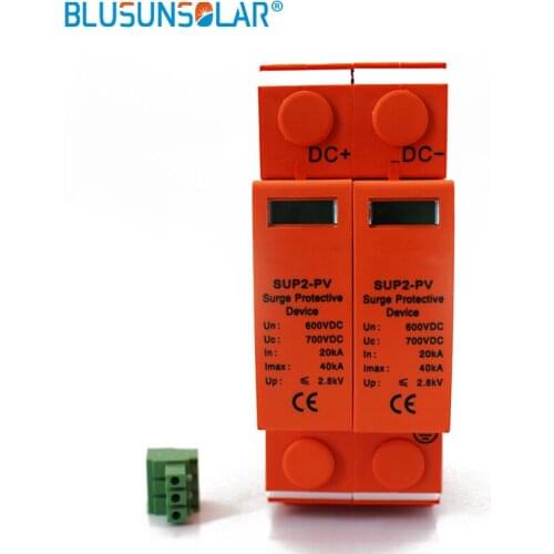20pcs High Performance 2P DC 500V/600V SUP4-S40 SPD 20/40KA DC Surge Suppressors/ DC Surge Protector for Solar System Protection