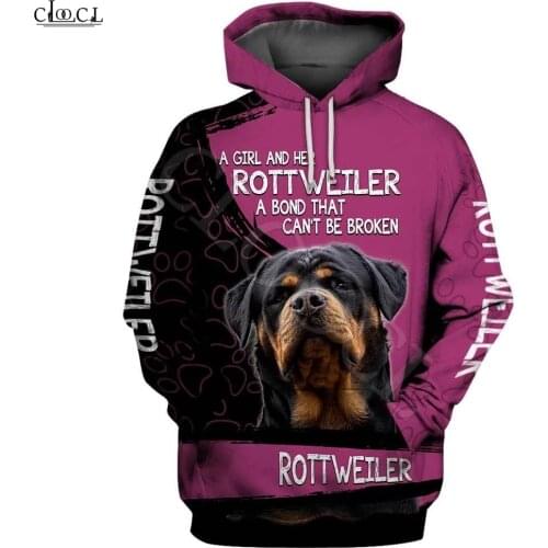 2021 Fashion A Girl and Her Rottweiler Dog 3D Print Hoodie Men Women Sweatshirt Casual Pet Dog Designs Hooded Coat Drop Shipping