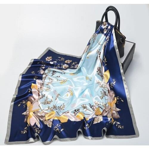 2021 Sunscreen Square Headcloth Fashion High-Grade Large Kerchief Female Silk Scarf Summer Print Bandana Popular 90X90CM Shawl