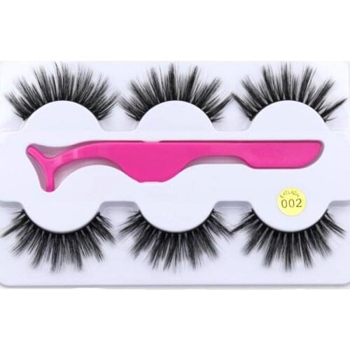 3 Pairs 3D False Eyelashes 3 Styles Eyelashes with Tweezer Full Soft Eyelash Extensions Full Strip Lashes Eyelash