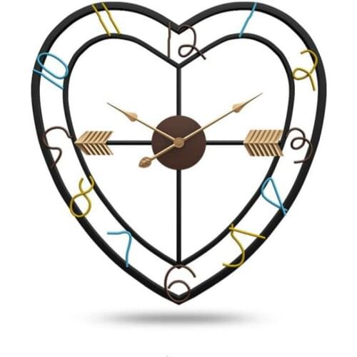 50cm Luxury Love Wall Clock Modern Living Room Decor Mute Iron Metal Watch Large Minimalist Wall Clocks on The Wall for Gift