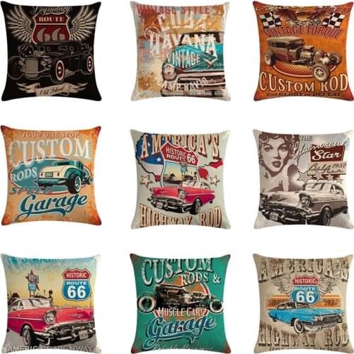 66 Road And Cars Linen Cotton Throw Pillow Covers Couch Decorative Cushion Cover Sofa Home Decoration 45cm