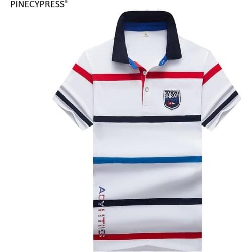 95% Cotton 5% Spandex Anti-pilling Soft Men Polo Shirt Short Sleeve Breathable Male Quality Fashion Stripe Man Polo-shirt