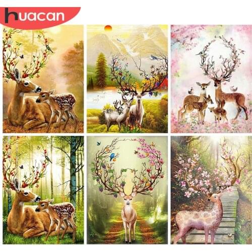 HUACAN 5D DIY Diamond Painting Deer Full Square/Round Diamond Embroidery Animal Mosaic Rhinestones Pictures Handmade Gift