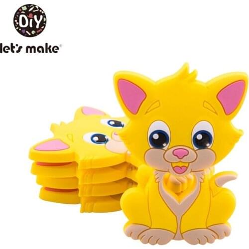 Lets Make 10pcs Baby Teethers Food Grade Silicone Animal Cat Diy Pacifier Chain Bpa Free Baby Teething Toy Silicone Teether