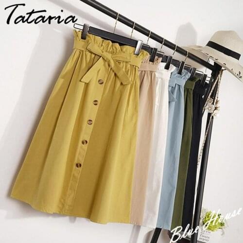 Long Skirt Pleated Womens High Waist Skirt Korean Black Skirt Sashes Mid-Calf Empire Casual Cotton Long Skirts for Women