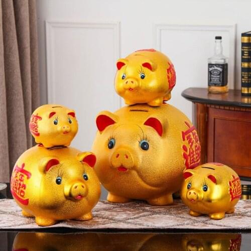 Ceramic Modern Piggy Bank Gift Children Large Creative Gold Pig Piggy Bank Home Decor Huchas De Dinero Decorative Boxes BC50QG