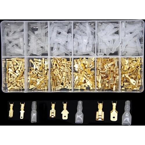 450PCS 2.8/4.8/6.3mm Female Male Wire Connector Electrical Crimp Terminals Spade auto Connectors With Insulated Sheath Kit