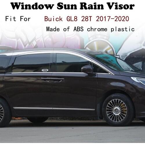 ABS Chrome plastic Window Visor Vent Shades Sun Rain Guard car accessories For Buick GL8 28T 2017-2020