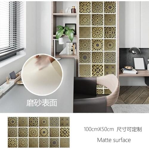 Muslim Style Matte Tiles Sticker Kitchen Washbasin Bathroom Home Renovation 50*100cm*1pc Floor Peel & Stick Tile Art Wallpaper