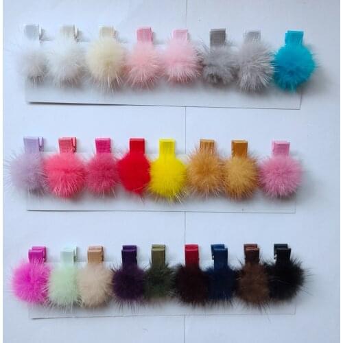 Fur Pompon Ball Hair Clips Ties Grips For Kids Girls Fashion Pom Pom Elastic Rope Hair Band Hair Accessories Hairpins GR113