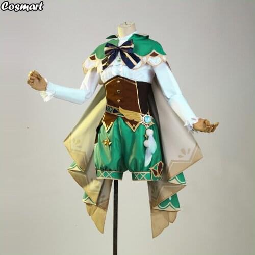 [Customize]Anime Genshin Impact Venti Game Suit Green Lovely Uniform With Cloak Hat Cosplay Costume Halloween Outfit For Women G