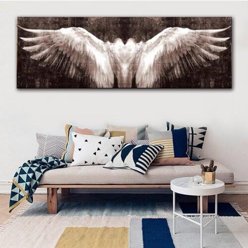 Nordic Abstract White Angel Wings Vintage Art Canvas Painting Posters and Print Wall Art Picture for Living Room Home Decoration