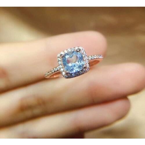 Natural And Real Luxury jewelry Topaz 100% 925 Sterling Silver Blue Gemstone Rings Wedding Engagement Fine Jewelry
