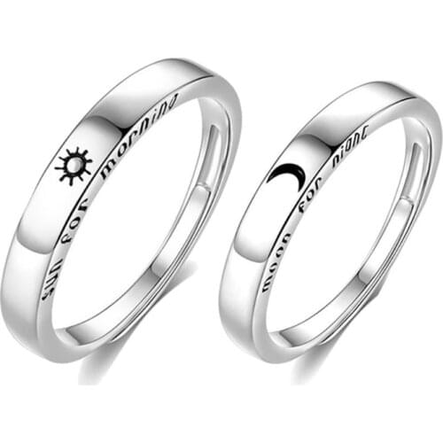 2021 New Mountain Alliance Eachother Sun/Moon Couple Ring Female Hand Ornaments Men and Women Open Ring Commemorative Gift