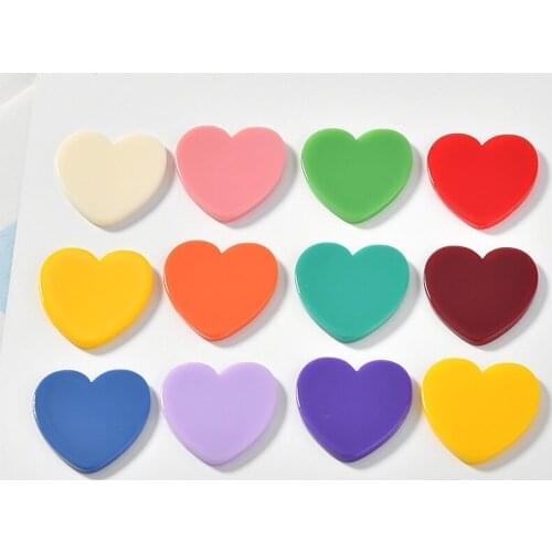 New Arrival 60pcs/Lot 24*24MM Flatback Cute Heart Shape Acrylic Resin Cabochons DIY Jewelry Findings Plastic Plant Cameo Craft