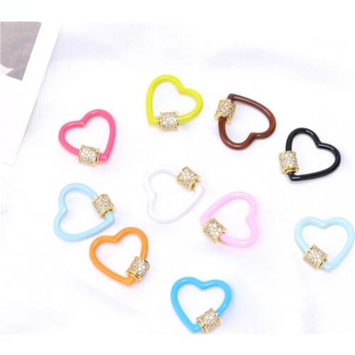 New Fashion Candy Color DIY Jewelry Hanging Pendant Making Charms Heart Findings Spiral Clasp Supplies Screw Women Birthday Gift