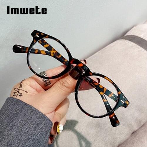 Imwete Computer Glasses Frame for Women Men Blocking Blue Light Round Optical Eyewear Transparent Prescription Spectacles
