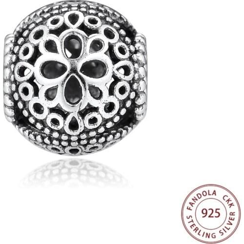 Authentic 925 Sterling Silver Openwork Flower Charms Fits Original Bracelets DIY Beads for Jewelry Making Berloques Bijoux Femme