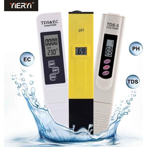 Yieryi Portable Digital TDS Meter + PH Meter + EC& TDS Meter 0-9999ppm /0-14 Ph /0-9999ppm&0-9999us/cm Water Quality Monitor