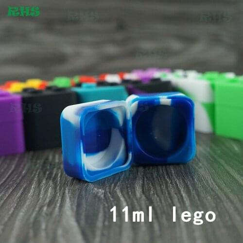 RHS In stock wholesale 11ml lego silicone containers hash/bho most popular square jars with lids 5pcs free shipping