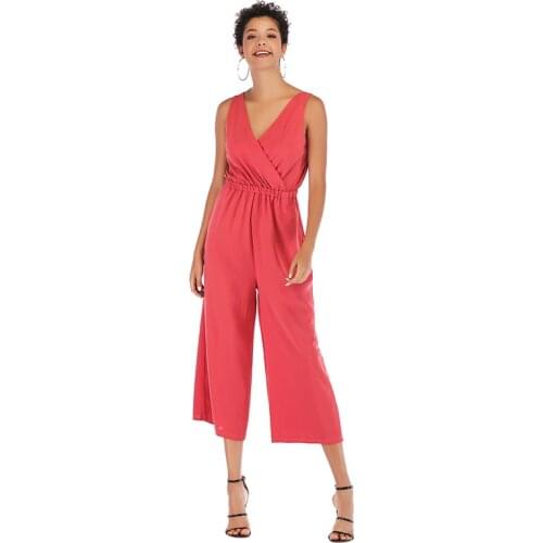 Sling Chiffon Jumpsuit Summer Wide-leg Trousers Women Overalls for Women One Piece Jumpsuit Loose Romper Bodycon Fashion Casual