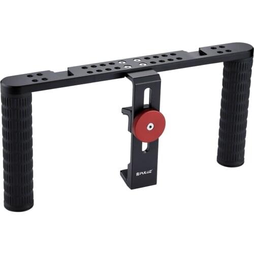 PULUZ New Support Recording Rig Dual-handle Rig Phone Stabilizer Adjustable Stabilizer Phone For iphone Xiaomi Huawei Smartphone