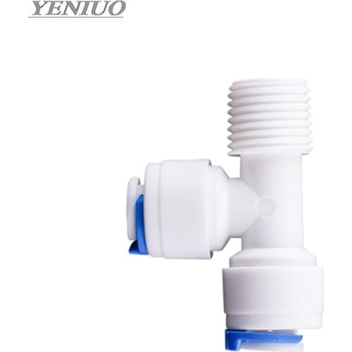 1/4" Male -1/4"OD Tube - 1/4" OD Tube Tee Type PE Pipe Fitting Hose Quick Connector without Lock RO Water Filter Reverse Osmosis