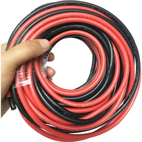 5m red + 5m black extension cable flexible silicone wire Test Line 8AWG tinned Copper Cord silicone rubber Cable