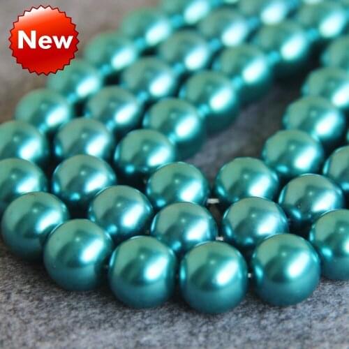 2021 New For Necklace&Bracelet 14mm Skyblue Shell Pearl Beads DIY Gifts For Women Girl Loose Beads Jewelry Making Design 16inch