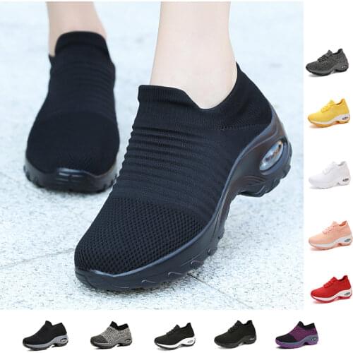 Womens Shoes Plateform Sneakers Cushioned Breathable Slip-on Walking Shoes Outdoor Leisure Lazy Footwear