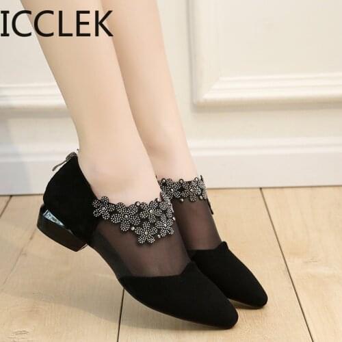 Plus Size 35-43 Summer Women Bare Boots Pointed Toe Dress Shoes Sandalias Botas Lace Low Heels Sandal Boots Zapatos Mujer