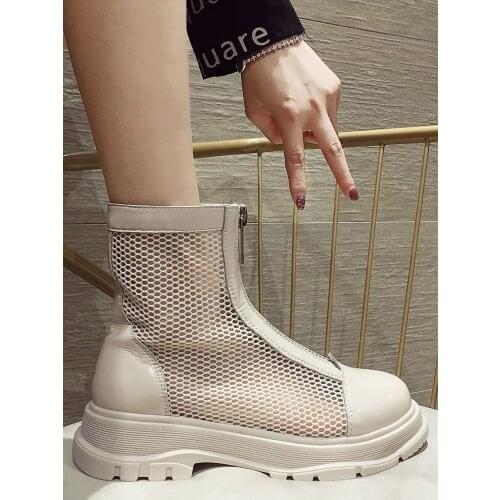 Boots female 2020 autumn new breathable casual front zipper motorcycle short boots